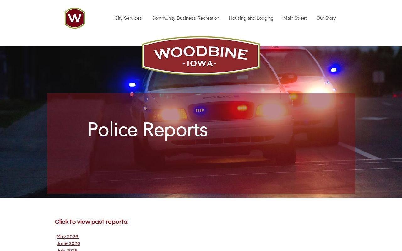 Woodbine official monthly police reports archive for arrest record research